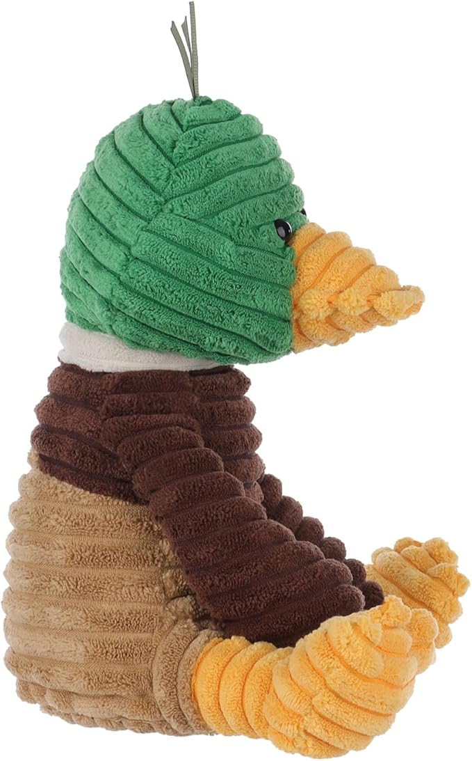 Apricot Lamb Corduroy Mallard Duck Plush Stuffed Animals for Kids, Soft Cute Plush Toys for Baby Girl and Boy, Fluffy Corduroy Mallard Green 9.9 Inches