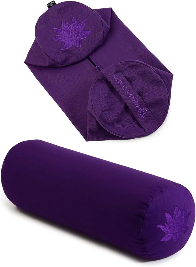Yoga Studio Spare Organic Cotton Bolster Covers With Handle And Zipper (Purple)