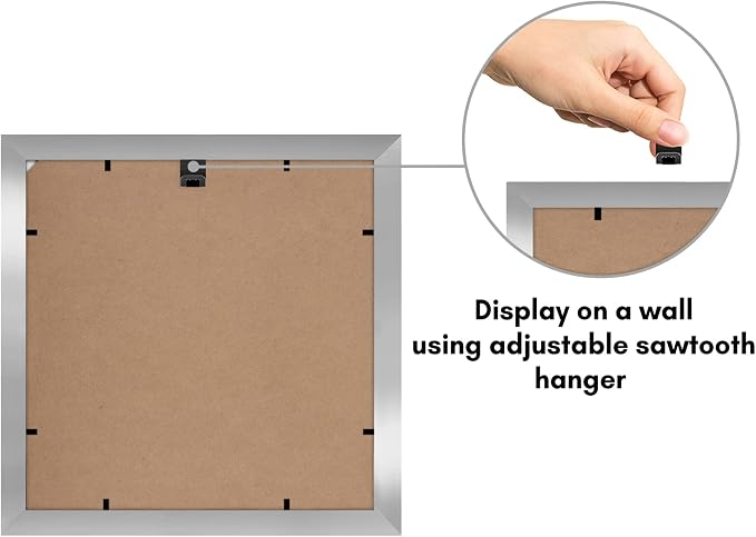 Americanflat 11x11 Picture Frame with Shatter-Resistant Glass - Use as 8x8 Frame with Mat or Display 11x11 Photo Without Mat - Signature Collection - Square Frames for Wall Display - Silver | Shatter-resistant glass, sawtooth hangers included, use with...