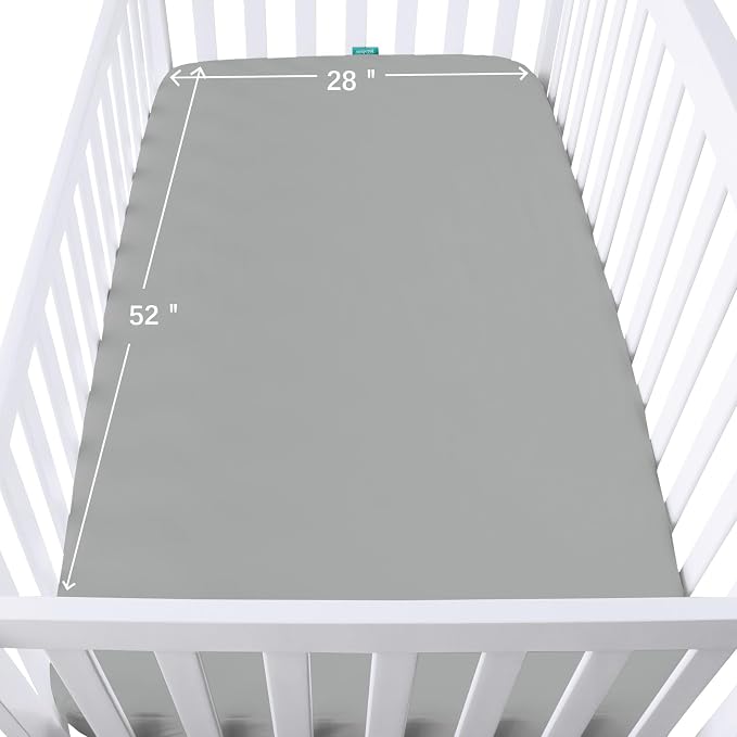 Crib Sheets Waterproof 2 Pack, Crib Mattress Protector, Toddler Fitted Crib Sheet Neutral, Ultra Soft & Breathable Toddler Bed Sheets for Boys and Girls, Grey & Navy