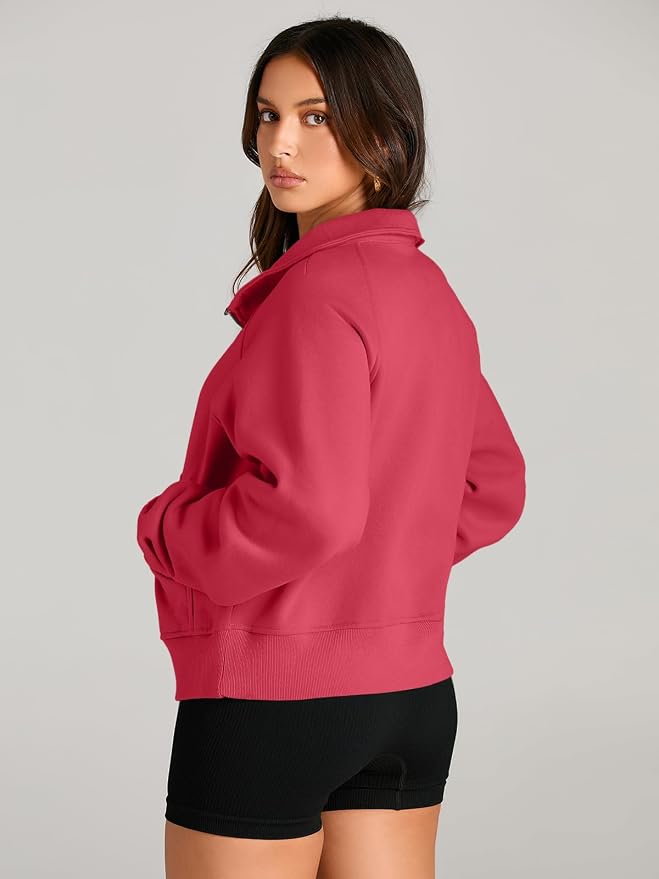 AUTOMET Womens Sweatshirts Half Zip Fleece Pullover Fall Outfits | Fall Fashion Clothes 2026,Cropped Sweatshirts,Cute Y2k Tops,Quarter Zipper Sweater,Winter Loungwear Outfits