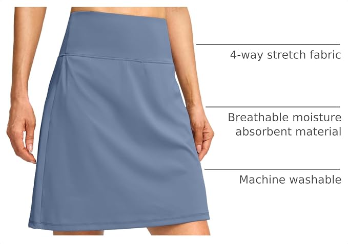 G Gradual 19" Skorts for Woman with Pockets High Waist Golf Skirt | Lightweight, Stretchy, Breathable, Tummy Control, Built-in Shorts, Athletic, Tennis, Pickleball, Casual Summer
