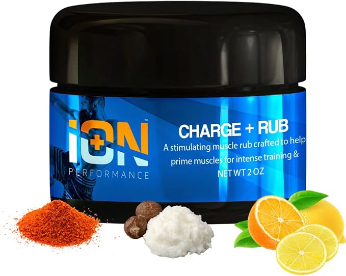 Creatine Muscle Rub iON Performance Athlete Warmup Rub with Cayenne, Creatine, Shea Butter and Orange Essential Oil. Perfect for pre-Game Muscle Massage, Leg, Back and Body. Race, Fight Prep