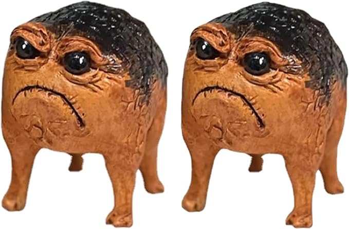 Grumpy Frog Statue Ugly Angry Frog Statue Outdoor Garden Plant Decorations for Pots Novelty Home Office Desktop Decoration Unique Weird Gift (2 Pack)