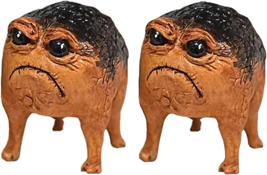 Grumpy Frog Statue Ugly Angry Frog Statue Outdoor Garden Plant Decorations for Pots Novelty Home Office Desktop Decoration Unique Weird Gift (2 Pack)