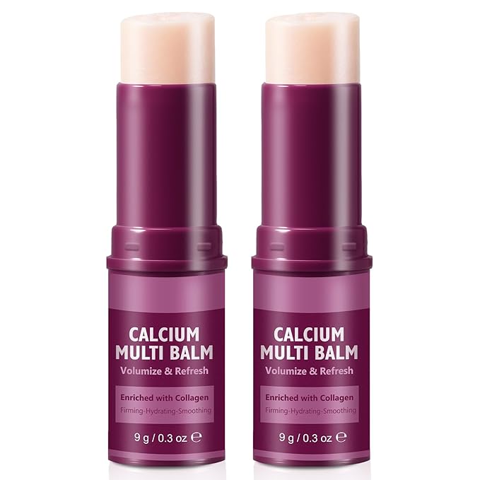 2PCS Calcium Multi Balm Stick, Calcium Volume Multi Balm, Anti Wrinkle Collagen Moisturing Stick - Anti-aging, Hydrating, Firming Skin, Suitable for Eyes, Neck and Face