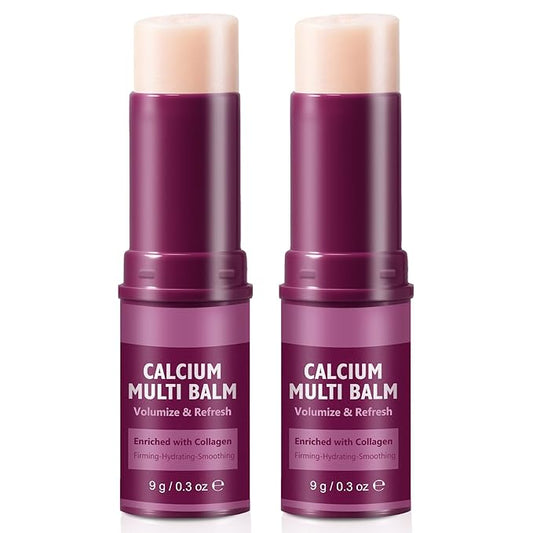 2PCS Calcium Multi Balm Stick, Calcium Volume Multi Balm, Anti Wrinkle Collagen Moisturing Stick - Anti-aging, Hydrating, Firming Skin, Suitable for Eyes, Neck and Face