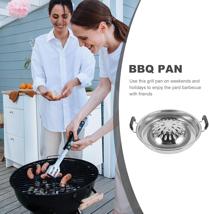 ABOOFAN Korean Bbq Grill Pan Stainless Steel Barbecue Stove Portable Round Grill Plate for Outdoor Cooking Meat Vegetables Bulgogi Tabletop