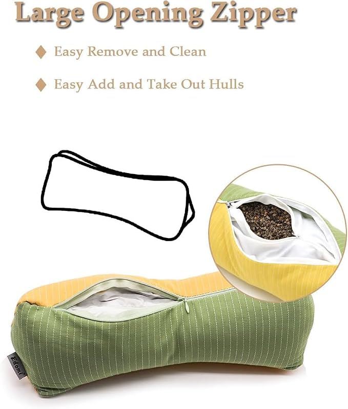 Buckwheat Cervical Neck Roll Pillow, Adjustable Firm Support for Neck Pain Relief, 15.7x6 Inch Buckwheat Hull Pillow for Back Side Sleepers