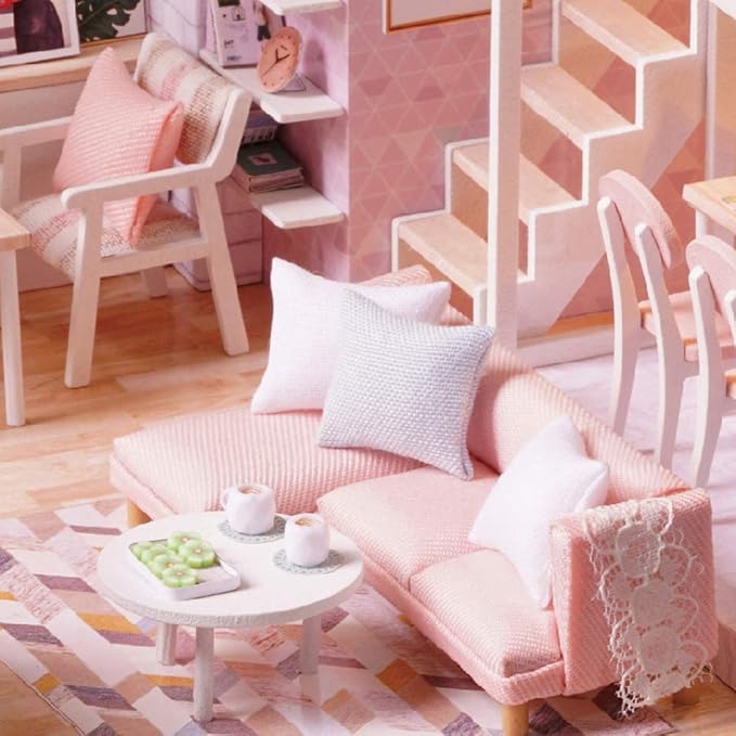 MAGQOO Dollhouse Miniature with Furniture, DIY Dollhouse Kit Plus Dust Proof 1:24 Scale Creative Room Idea(Tranquil Life)