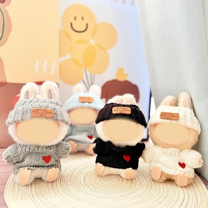 17cm Doll Clothes(NO Doll), Cute Dolls Outfit Accessories with Blue Sweater & Knit Hat Small Kawaii Clothes Set for Dolls (Style 8)