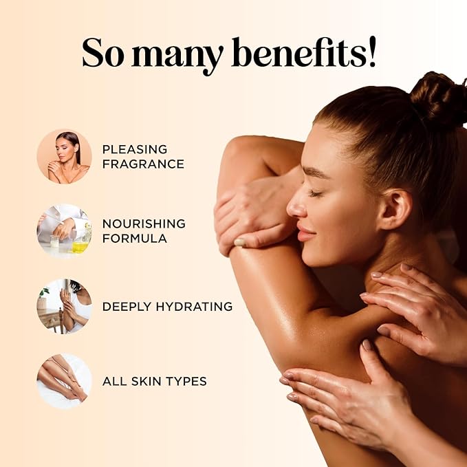 Mango Sensual Massage Oil for Couples - Alluring Tropical Full Body Massage Oil for Date Night and Nourishing Body Moisturizer with Sweet Almond - Vegan Non Greasy & Smooth Gliding Formula (16 Fl Oz)