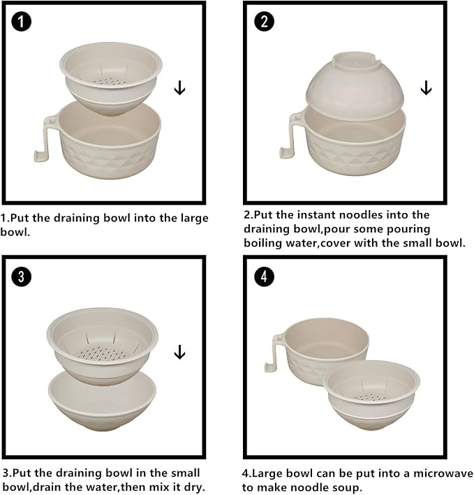 Layron Ramen Cooker Ramen Bowl Set with Chopsticks 33oz Microwave Noodle Bowl College Dorm Room Essentials for Girls for Boys Apartment Essentials-White