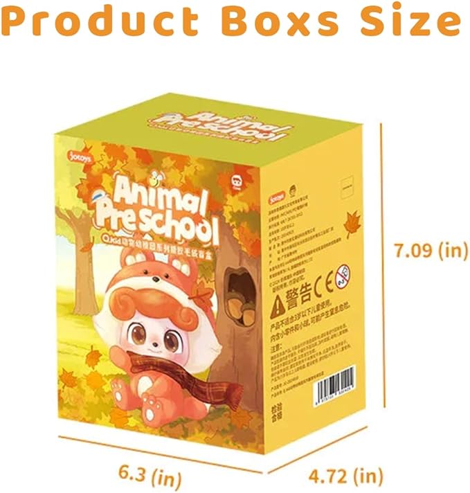 Q.Kid Animal Preschool Plush Series Blind Box 1PC (1 of 7 Possible Styles) Cute Figures Collectible Toys Birthday Gifts (1Pc-Blind Box)