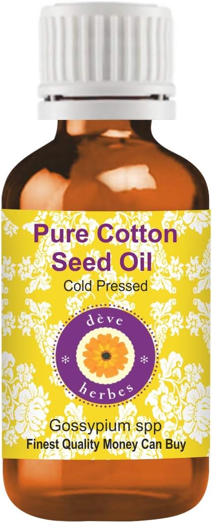 Deve Herbes Pure Cotton Seed Oil (Gossypium spp) Cold Pressed 50ml (1.69 oz)