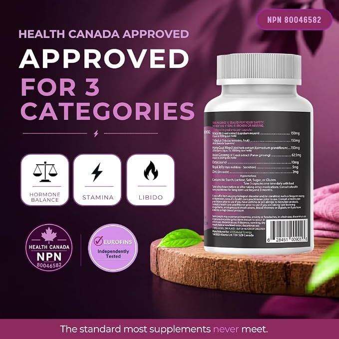 Horny Goat Weed for Women | 7-in-1 Hormone Balance with Maca Powder, Tribulus Terrestris, Red Ginseng & More | Third Party Tested Eurofins | Energy Stamina & Intimate Wellness | 60 Vegan Capsules