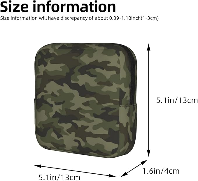 Camo Camouflage Military Brown Green Hunting Period Bag For Women,Portable Sanitary Napkin Period Pad Pouch For Purse, Small Make Up Bags