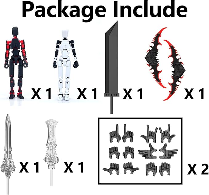 (Assembly Completed) T13 Action Figure Set, Titan 13 Robot Dummy 3D Printed robo 13 Action Figure Articulated, Lucky 13 Gift for Collectors Desktop Decorations (Black Red+White)
