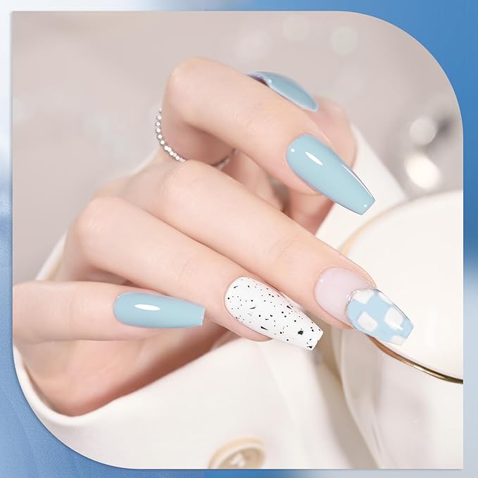 GAOY Blue Navy Gel Nail Polish Set, 6 Colors Nude Gray Baby Blue Soak Off UV Light Cure Gel Polish Kit for Salon and Nail Art DIY at Home