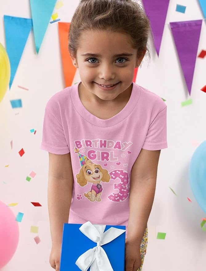 Tstars Skye Birthday Girl 3 Gifts for Three Years Old Bday Paw Patrol Theme Party Toddler Kids Girls Fitted T-Shirt A51144d