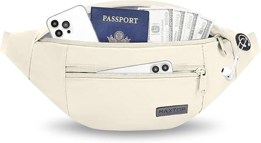 MAXTOP Large Crossbody Fanny Pack with 4-Zipper Pockets,Gifts for Enjoy Sports Festival Workout Traveling Running Casual Hands-Free Wallets Waist Pack Phone Bag Carrying All Phones