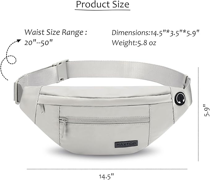 MAXTOP Large Crossbody Fanny Pack with 4-Zipper Pockets,Gifts for Enjoy Sports Festival Workout Traveling Running Casual Hands-Free Wallets Waist Pack Phone Bag Carrying All Phones