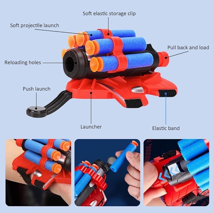2Pcs Soft Missile Launcher Set for Kids,Hero Role-Play Toy,DIY Roleplay & Outdoor Fun - Adjustable Strap, Durable Design, Safe for Kids& Adults