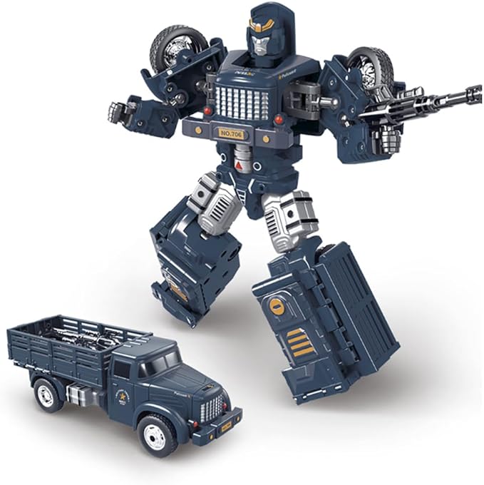 Blue Children's Toy Truck Deformation Robot Inertia Sliding Alloy car Model (Navy Blue)