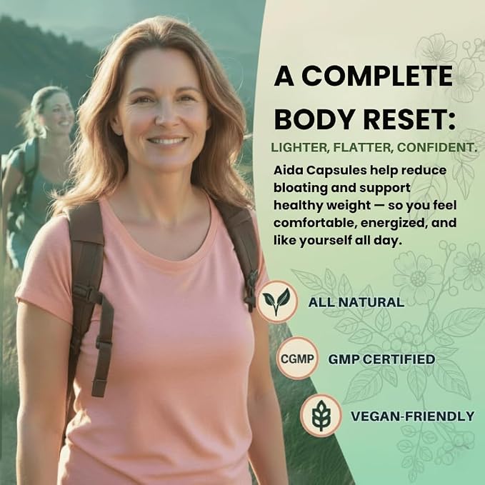 Aida™ - Menopause Capsules – Estrogen Support for Women with Ashwagandha, Maca & Tribulus – Weight Management, Bloating Relief, Hormonal Balance, Menopause Symptoms (30 Servings)