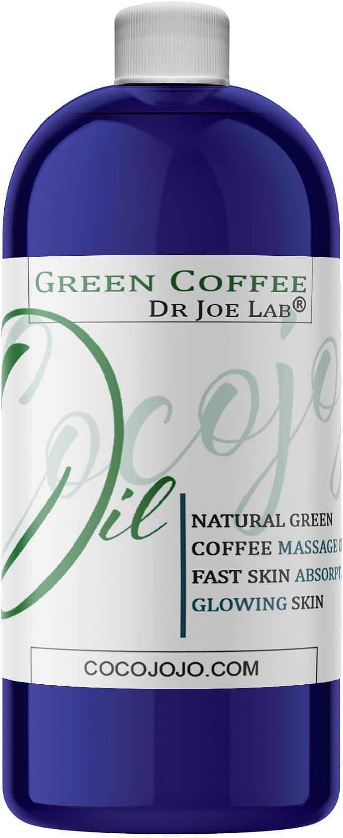 Cocojojo 32 Oz Green Coffee Bean Oil with Flax Seed Oil, Cotton Seed Oil, Argan Oil, Jojoba Oil, Sweet Almond Oil, Chamomile Extract, Gingko Biloba Extract.