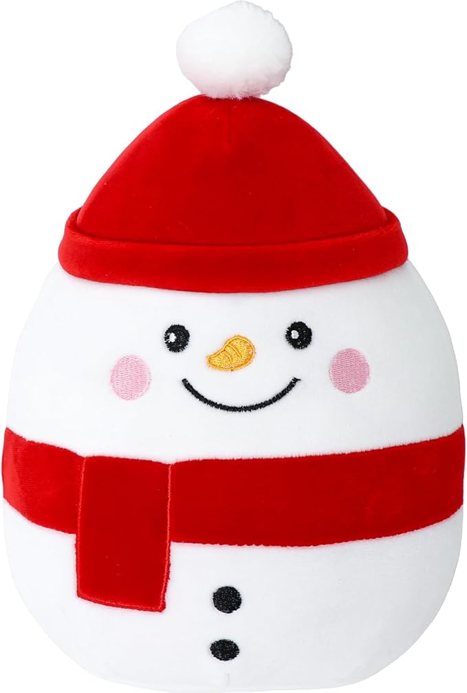 Snowman Plush Toy Snowman Stuffed Animal Cute Christmas Snowman Plushies Pillow Soft Plushie Doll Gifts for Kid Decor, Christmas Snowman Plush(11 Inch)