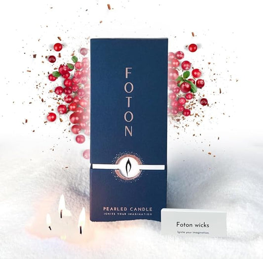 Foton Pearled Candle 18 Oz - Mulled Magic Fall Scent Non Toxic Luxury Long Lasting Powder Wax Sand Candles up to 120 Hours - Refillable Pearl Foton Candle Sand with 30 Wicks