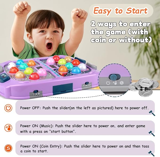 ANNKIE Whack Game Mole for Kids, Toys for 3 4 5 6 7 8+ Year Old Boys and Girls, Pounding Game for Kids with 3 Modes,2 Hammers,Gifts for 3-12 Year Old Boys Grils, Interactive Toy with Sound and Light