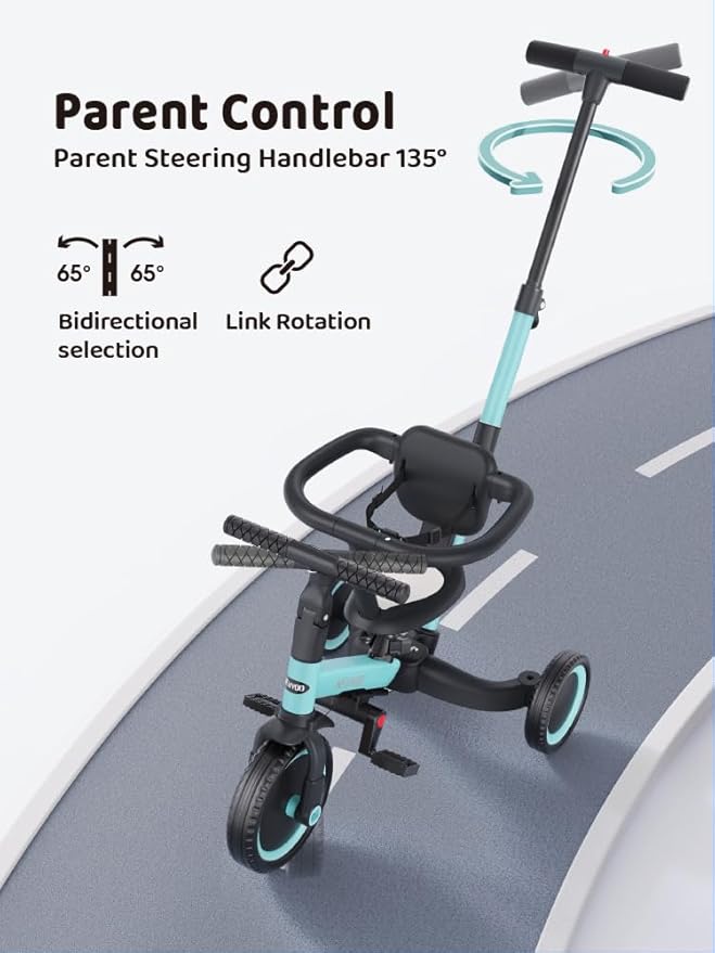 newyoo Toddler Tricycles for 1-3 Year Olds, Toddler Bike, Baby Balance Bike, Christmas and Birthday Gift for Boy and Girl, Trike with Push Handle, Safety Guard, Safety Belt, Blue, TR008 | for 1-3 Year Olds, Toddler Bike, Baby Balance Bike, Safety Guard