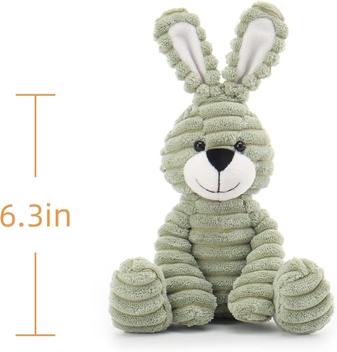 Apricot Lamb Corduroy Green Bunny Stuffed Animals for Kids, Soft Cute Plush Toys for Baby Girl and Boy, 6.3 Inches