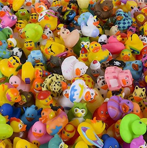 25-Pack Assortment Rubber Duck Toy Duckies for Kids, Bath Birthday Gifts Baby Showers Classroom Incentives, Summer Beach and Pool Activity, 2" (25-Pack)
