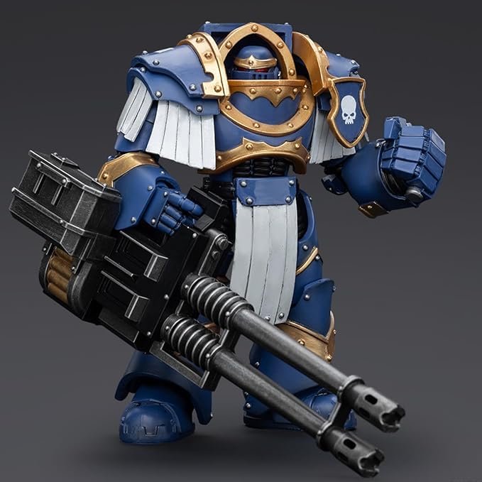 JOYTOY Warhammer 30K The Horus Heresy 1/18 Action Figure Uitramarines Cataphractii Terminator Squad Terminator with Reaper Autocannon Collection Model