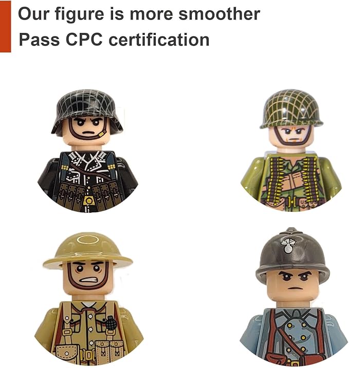 WW2 Military People Building Set Army Men Action Figures, World War 2 Soldier Figures American vs German Army Battle WW2 Playset / 100 pcs (Armey Men 2)