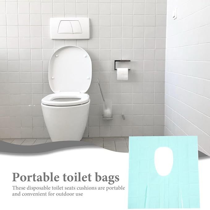 Toyvian 10pcs Disposable Toilet Seat Covers for Travel and Potty Training, Waterproof Pe Material, Extra Large 63x65cm Fully Covered Pads, Individually Wrapped Portable Bathroom