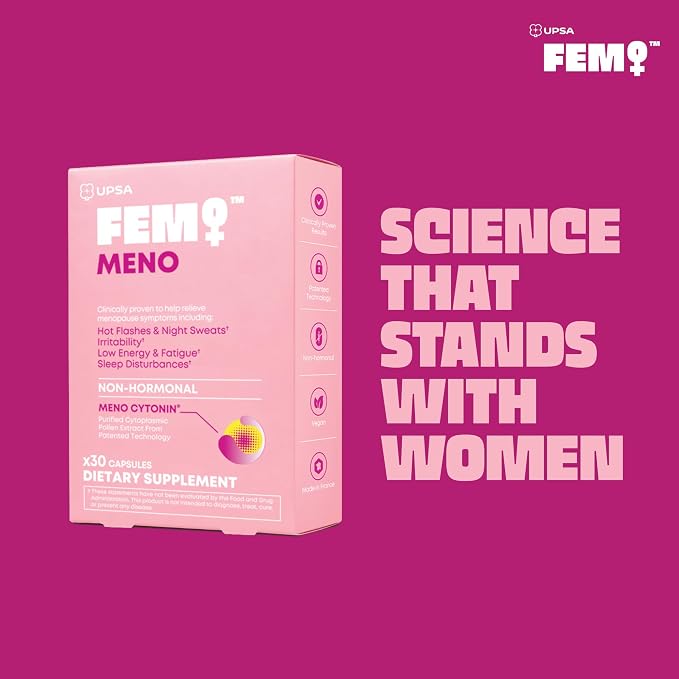 FEM Meno Menopause Supplements for Women - Non-Hormonal Menopause Relief for Hot Flashes & Night Sweats - Hormone Balance Support for Sleep, Mood & Energy - 30 Capsules