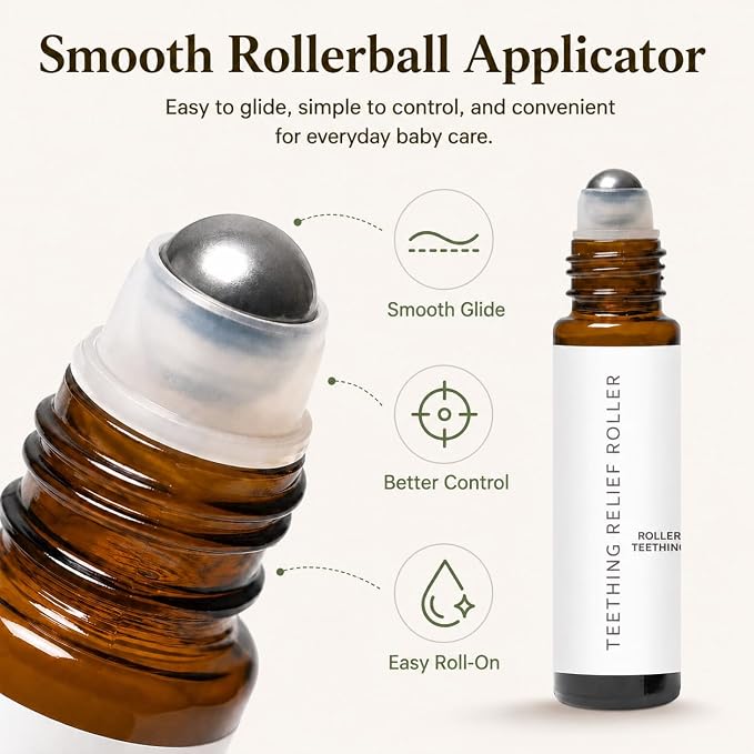 Teething Roller for Babies, Chamomile Baby Roll-On for Teething-Time Daily Care, Easy-Glide Rollerball Applicator, Portable Baby Care Roller 10ML 2 Pack