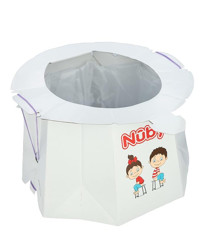 Nuby Disposable Travel Potty with Liner - Foldable and Portable Potty; Toddler Potty Essential for Camp, Trips, & Car Rides - Travel Potty for Toddler, 1 Pack