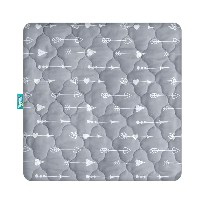 Playard Mattress Cover -for Square Play Yard, Perfect for New Room2 / TotBloc Portable Playard, Waterproof, Ultra Soft, Fitted Playpen Mattress Cover, Grey