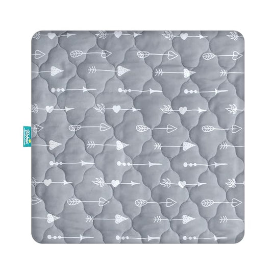 Playard Mattress Cover -for Square Play Yard, Perfect for New Room2 / TotBloc Portable Playard, Waterproof, Ultra Soft, Fitted Playpen Mattress Cover, Grey