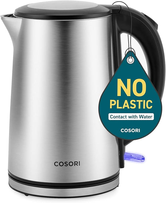 Cosori Electric Kettle,No Plastic Inner Lid,Filter & Spout,Stainless Steel Tea Kettle,Automatic Shut Off & Boil-Dry Protection,Durable Tea-Kettle Boiler-& Heater,1.5L/1500W,Silver,(Pack of 6)