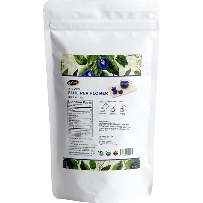 Oxify Organic Blue Pea Flower Herbal Loose Tea- 8 oz (8 oz, Blue Pea Flower)