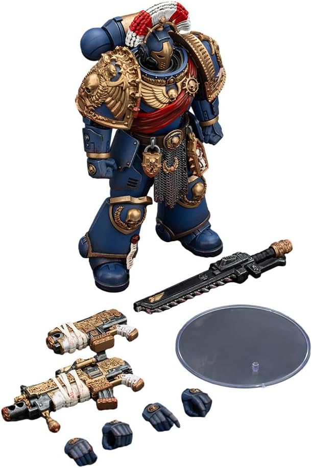 JOYTOY Warhammer 40,000 1/18 Action Figure Ultramarines Relic Secundus Armour with Artificer Bolt Rifle, chainsword and Bolt Pistol Collection Model Birthday Gifts