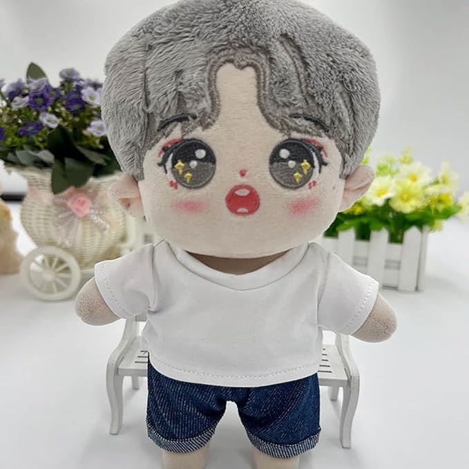niannyyhouse 10cm 15cm 20cm Plush Doll Clothes Solid Pants Flip Over Jeans Soft Stuffed Plush Toy Dress Up Accessories (b1, 15cm)