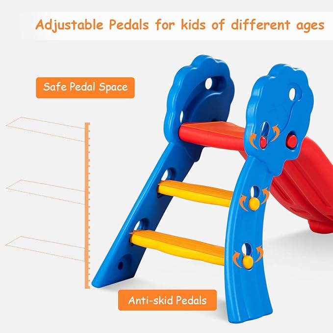 KOTEK Folding Toddler Slide for Indoor and Outdoor, Freestanding Plastic Baby Slide Climber Playset, Easy to Store, Anti-Slip Steps, Kids Playground Toy Ages 3-5 (Light Blue)