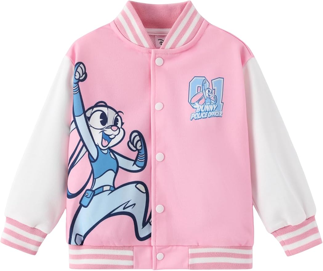Disney Minnie Mickey Stitch Princess Frozen Marvel Jacket Lightweight Coat Button up Color Block Sweatshirt Sizes 2-14 Years